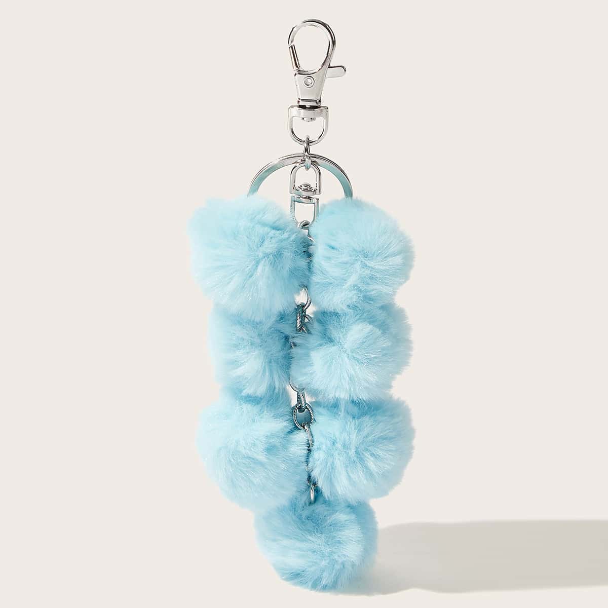 

Pom Pom Decor Bag Charm, Blue
