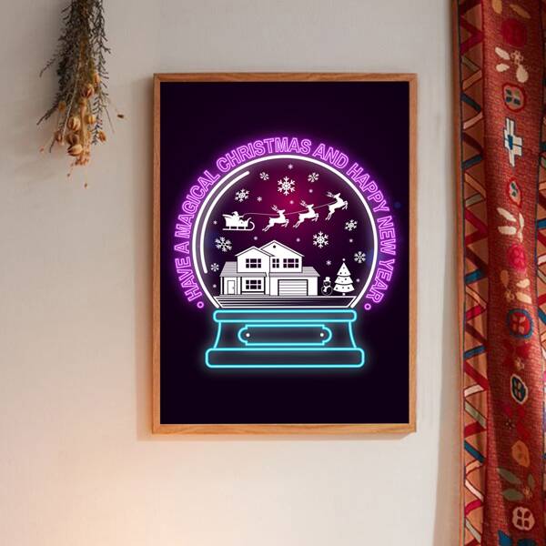 

Christmas Slogan Graphic Wall Painting Without Frame, Multicolor