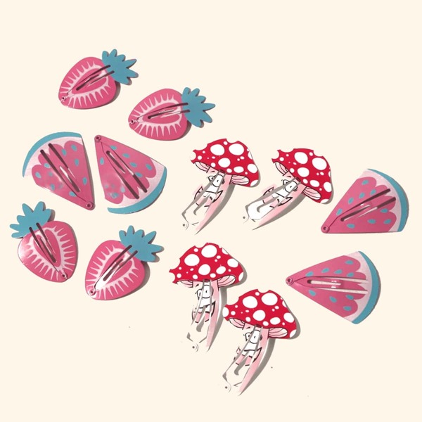 

12pcs Girls Fruit Design Hair Clip, Multicolor