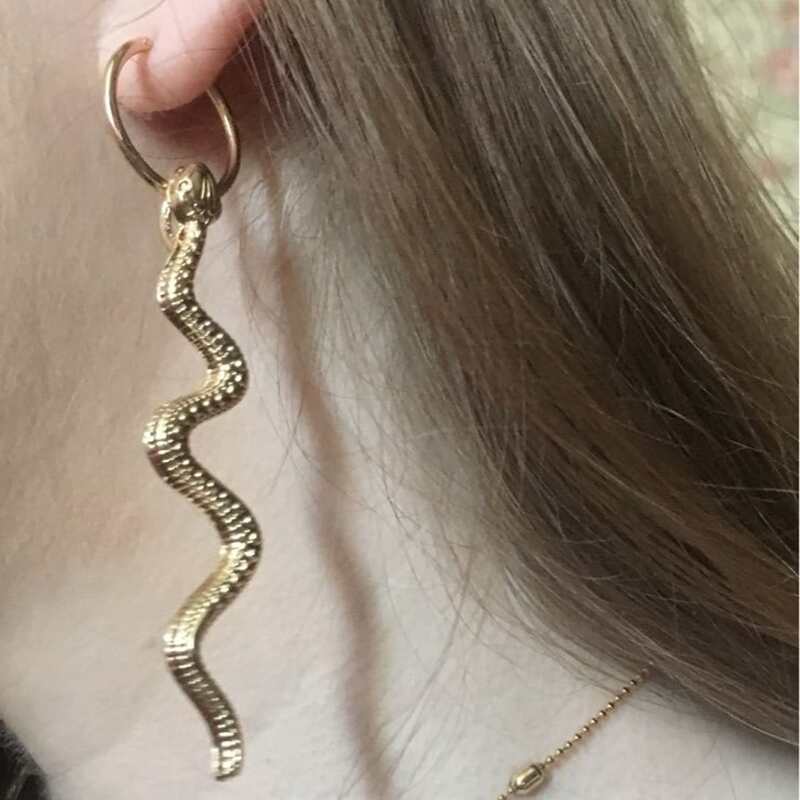 

Snake Drop Earrings, Gold