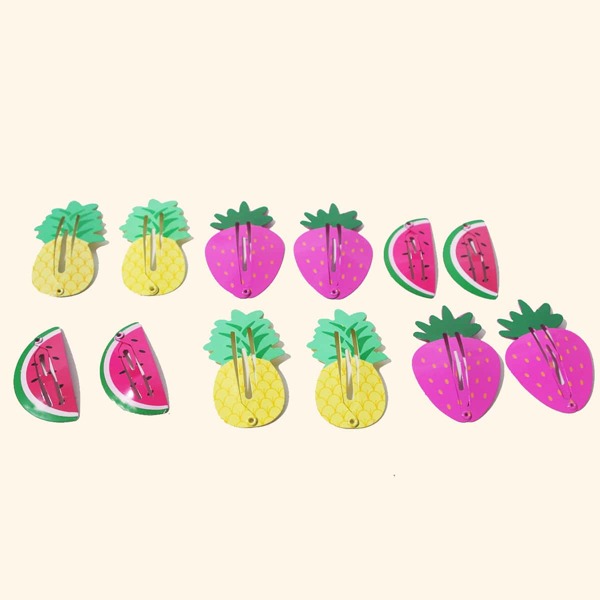 

12pcs Girls Fruit Design Hair Clip, Multicolor