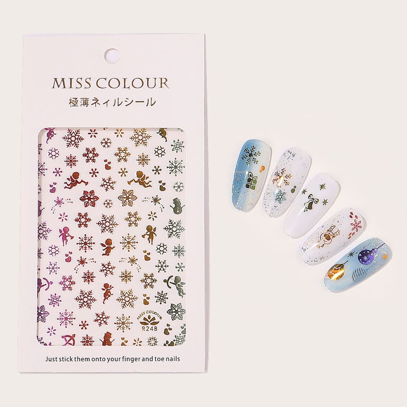 

1sheet Christmas Snowflake Pattern Nail Sticker, Multicolor
