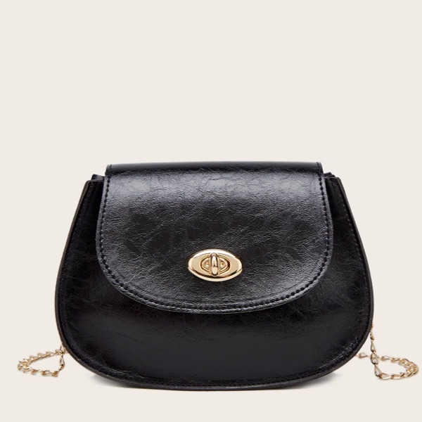 

Turn-Lock Chain Saddle Bag, Black