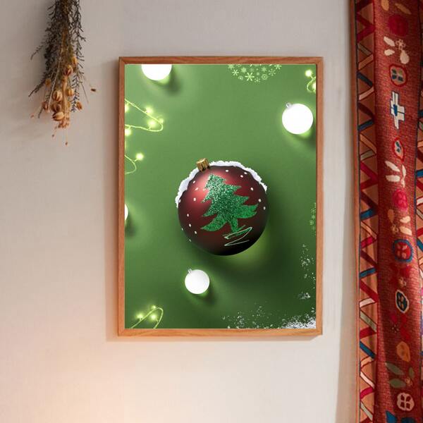 

Christmas Ball Print Wall Painting Without Frame, Multicolor