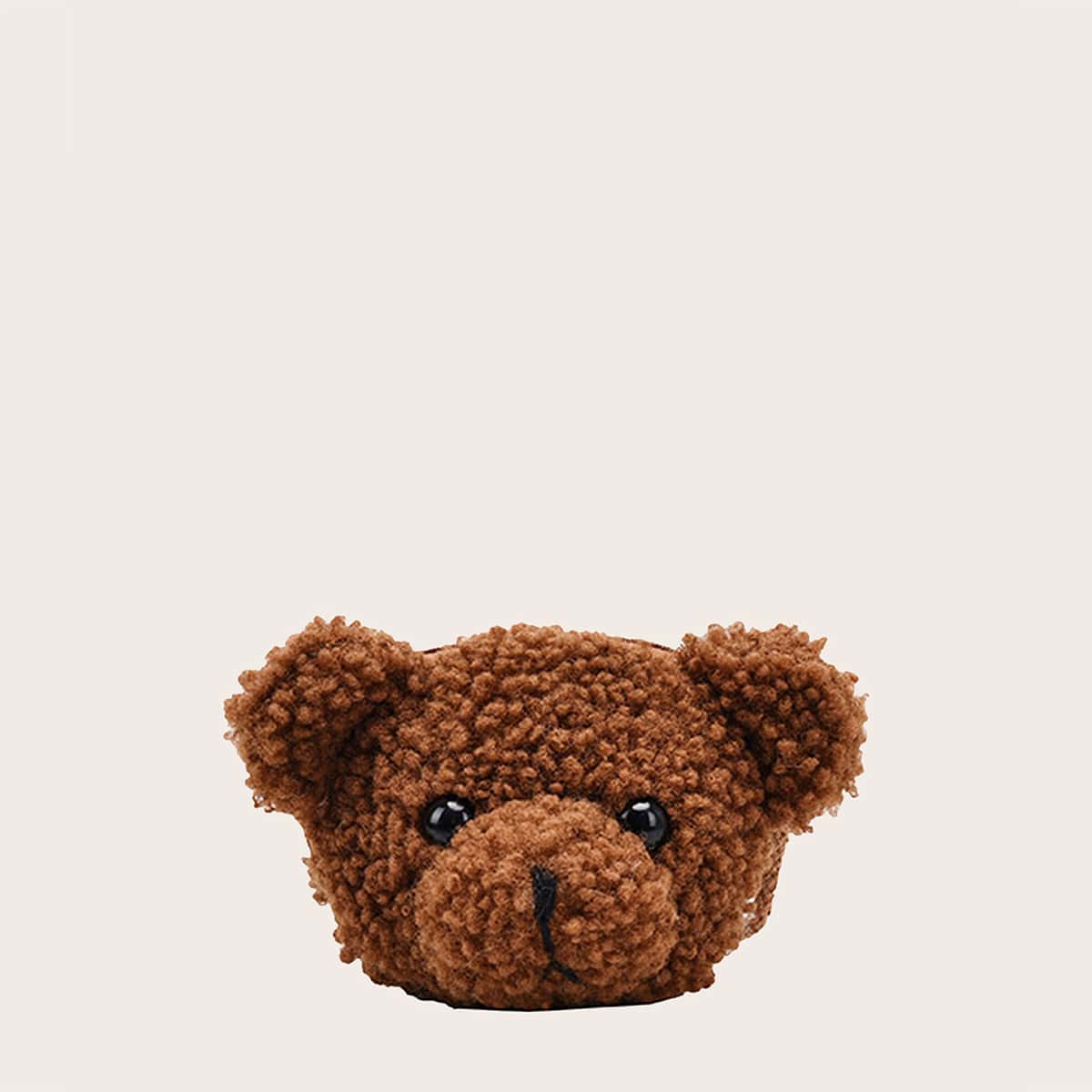 

Mini Toy Bear Shaped Crossbody Bag, Brown