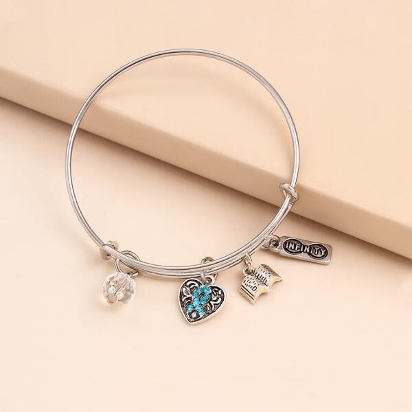 

Bead & Heart Charm Bangle, Blue