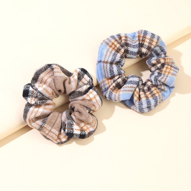 

2pcs Plaid Pattern Scrunchie, Multicolor