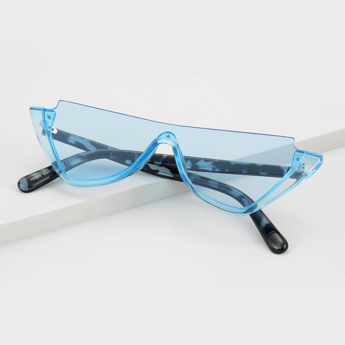 

Guys Half Acrylic Frame Sunglasses, Blue
