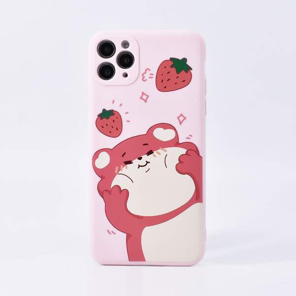 

Bear & Strawberry Print iPhone Case, Multicolor