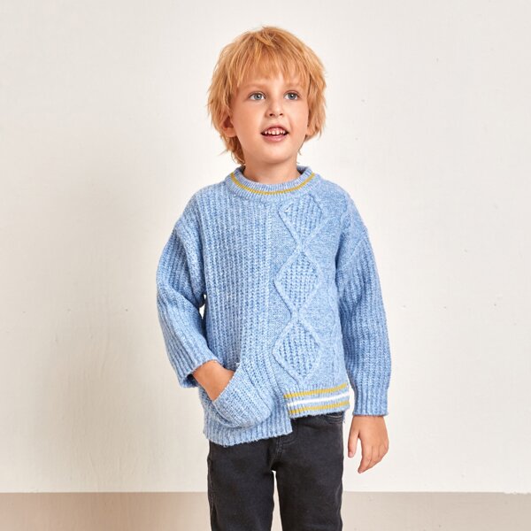 

Toddler Boys Pocket Front Rib-knit Sweater, Blue