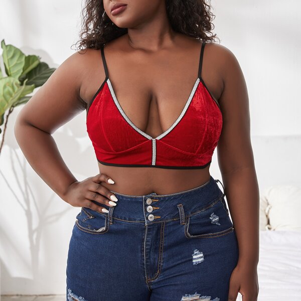 

Plus Velvet Bralette, Red