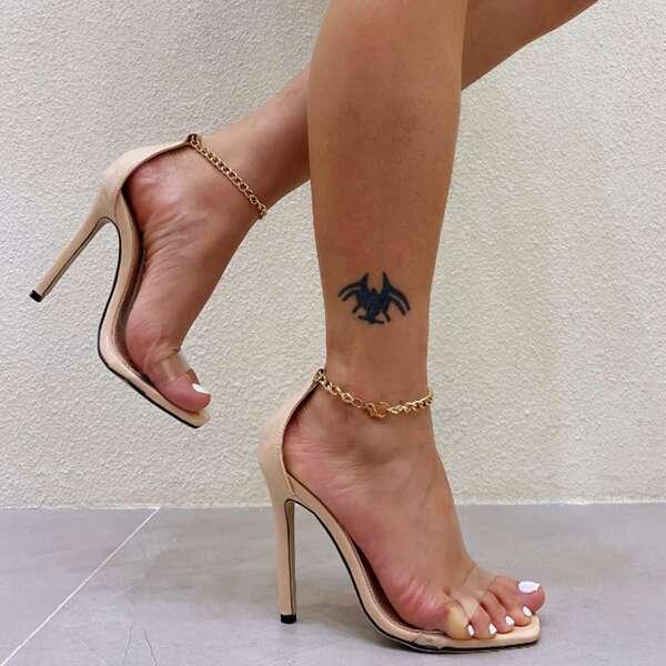 

Clear Strap Sandals, Apricot