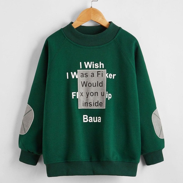 

Boys Slogan Graphic Raglan Sleeve Sweatshirt, Dark green