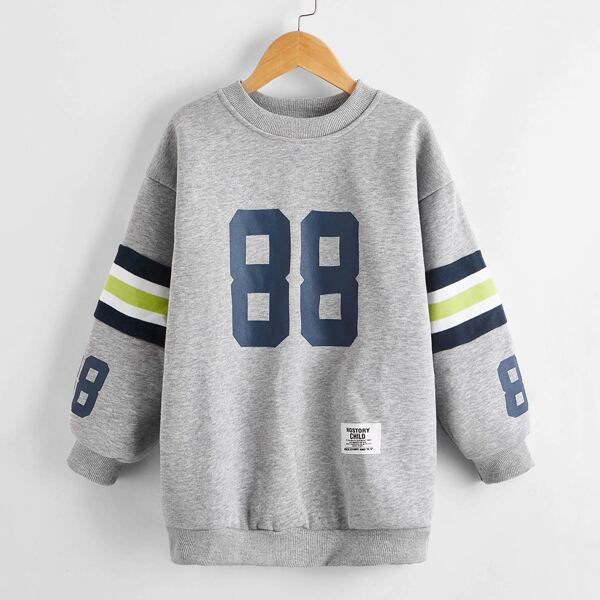 

Girls Letter Graphic Drop Shoulder Longline Sweatshirt, Light grey