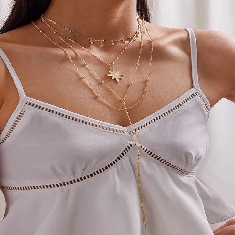 

Star Pendant Y-lariat Necklace, Gold
