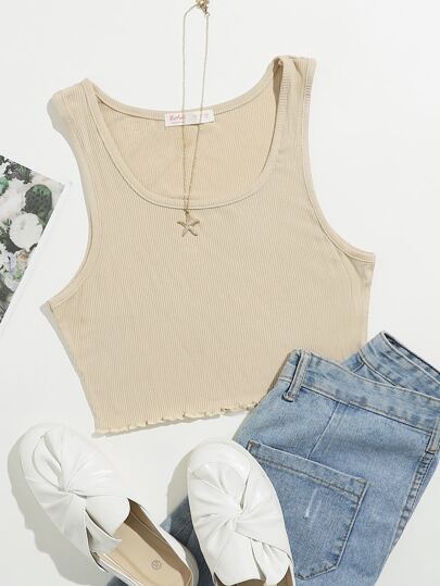 Lettuce Edge Crop Tank Top