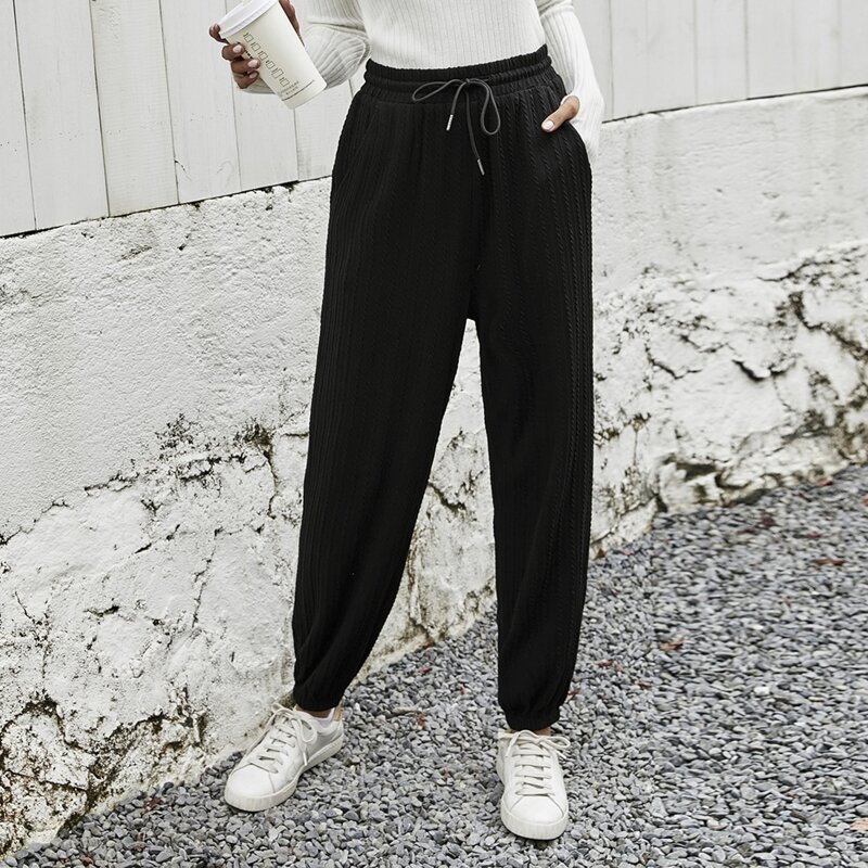 

Drawstring Waist Slant Pocket Sweatpants, Black