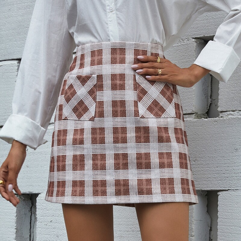 

Plaid Dual Pocket Mini Skirt, Multicolor
