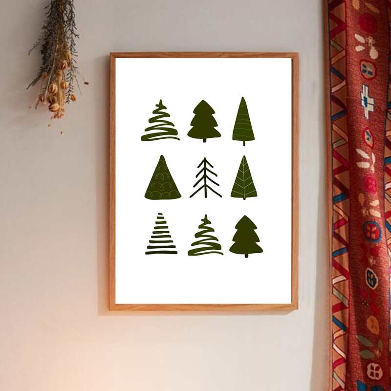 

Christmas Tree Print Wall Painting Without Frame, Multicolor