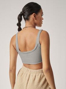 SHEIN SXY Solid Crop Tank Top - Grey - View 2