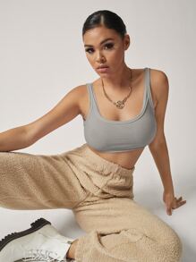 SHEIN SXY Solid Crop Tank Top - Grey - View 5