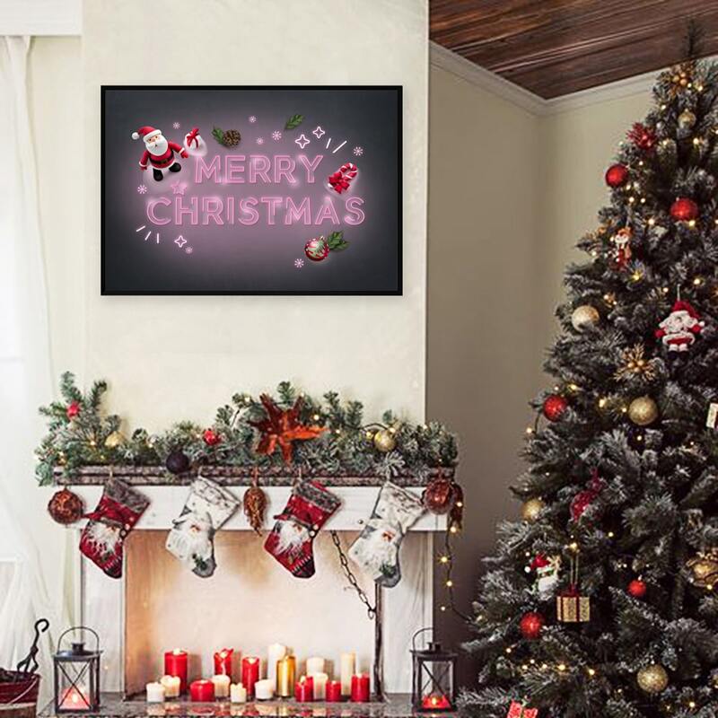 

Christmas Slogan Graphic Wall Painting Without Frame, Multicolor