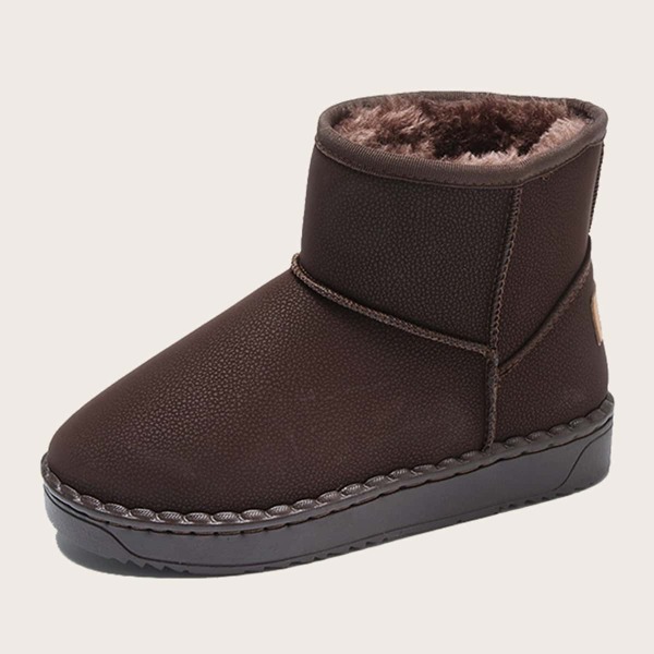 

Round Toe Fluffy Ankle Boots, Brown