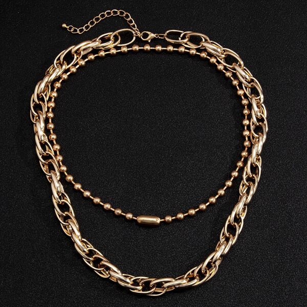 

2pcs Men Minimalist Necklace, Gold
