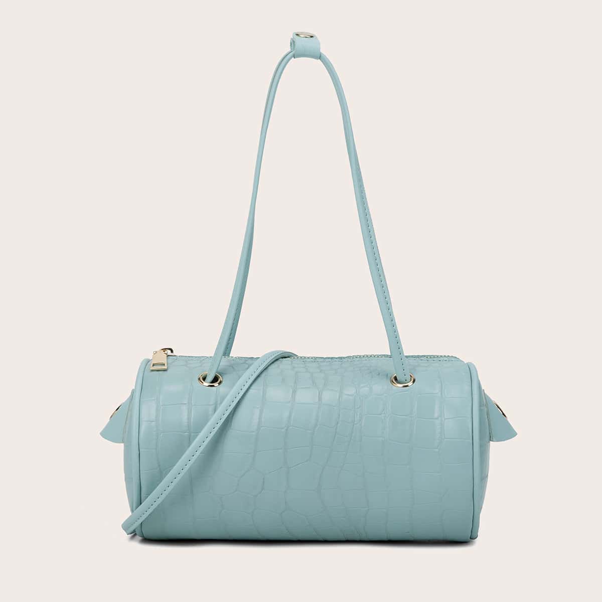 

Croc Embossed Shoulder Bag, Blue