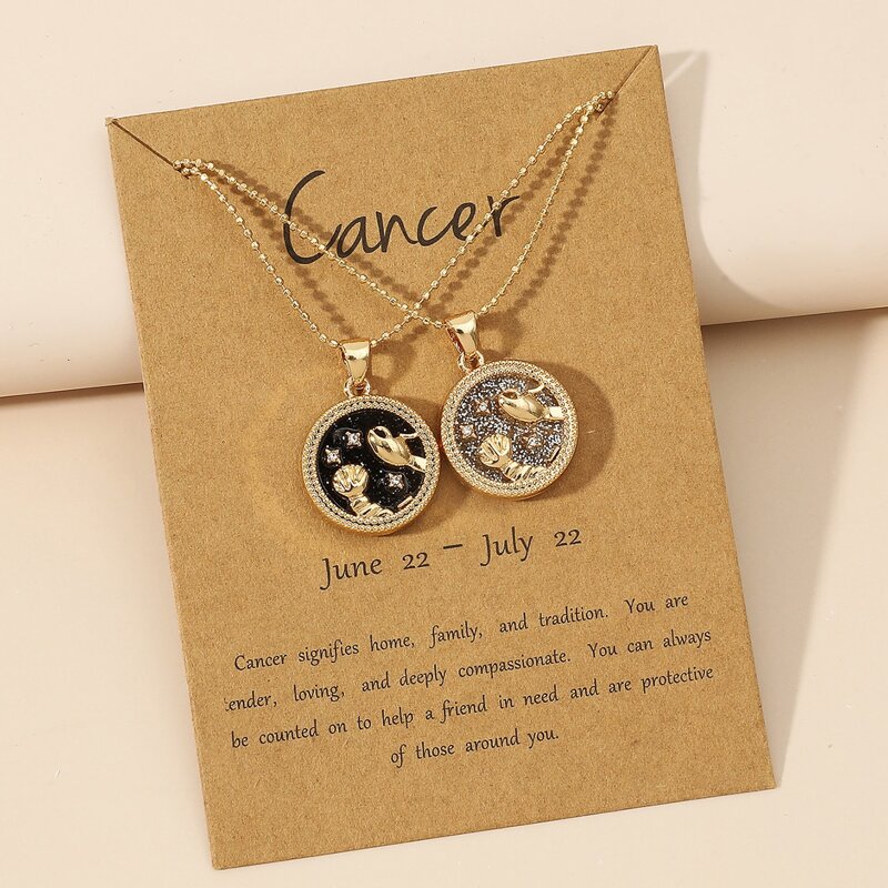 

2pcs Constellation Design Pendant Necklace, Multicolor