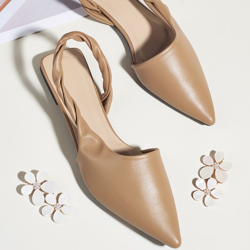 

Point Toe Slingback Flats, Brown