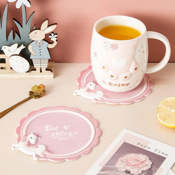 

1pc Unicorn Detail Coaster, Pink