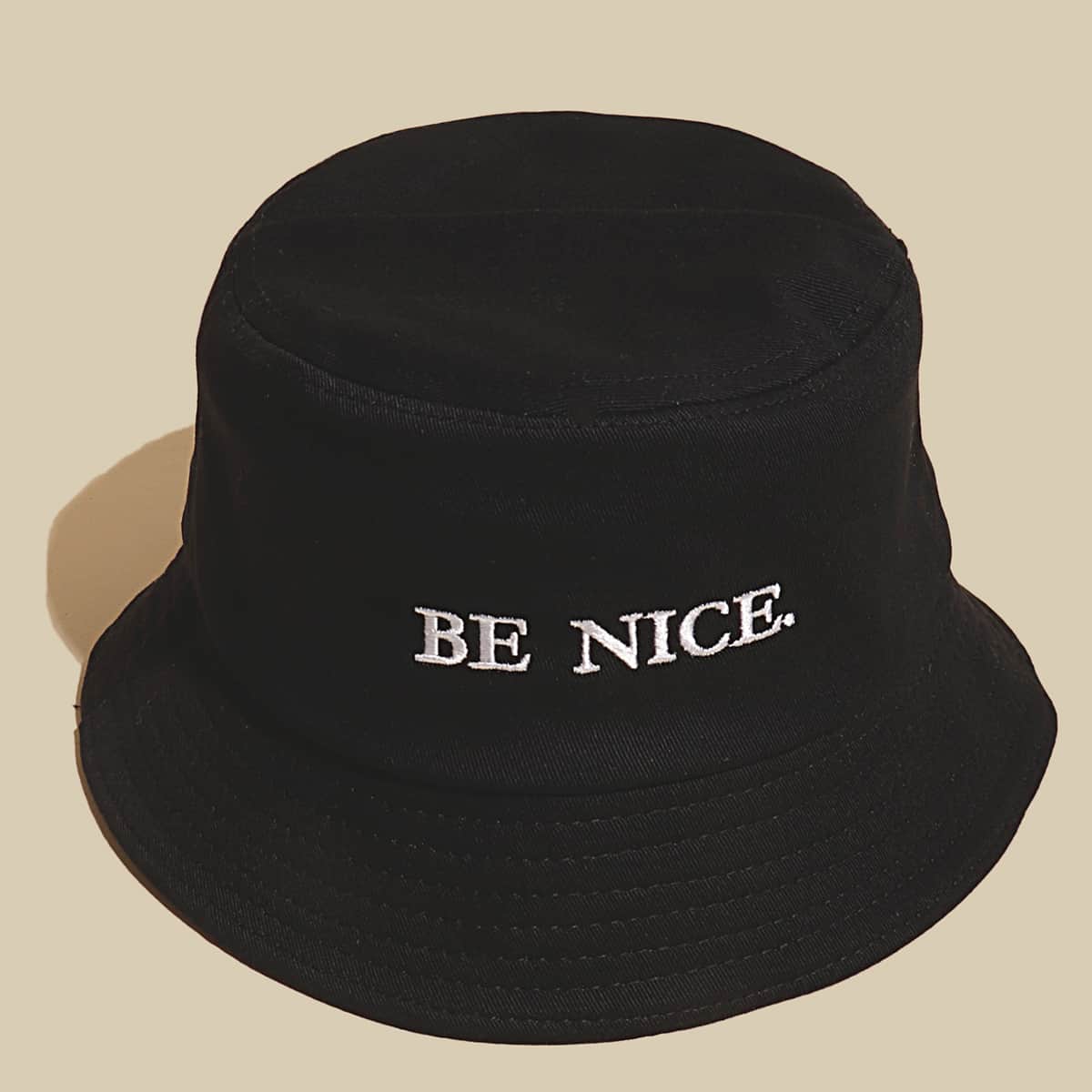 

Letter Embroidery Bucket Hat, Black
