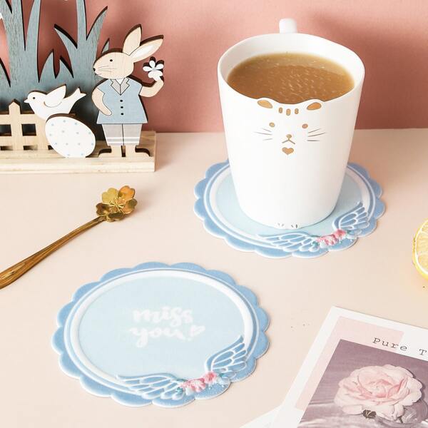 

1pc Wing Detail Round Coaster, Blue