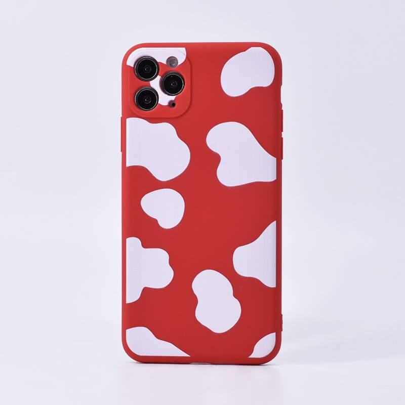 

Cow Print Two Tone iPhone Case, Red and white