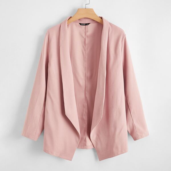 

Plus Open Front Solid Coat, Pastel pink