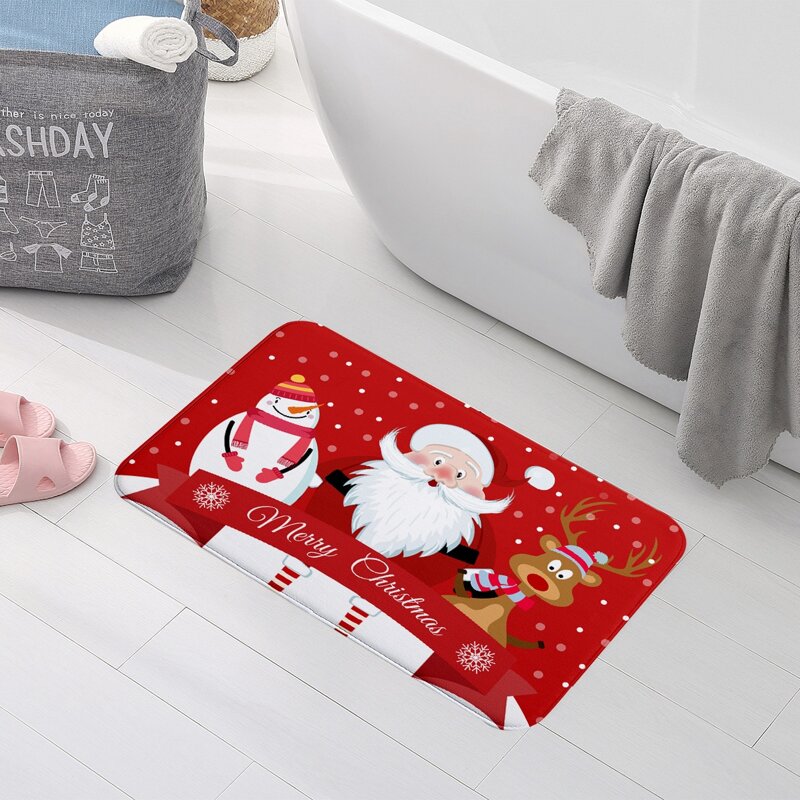 

Santa Claus Print Floor Mat, Red