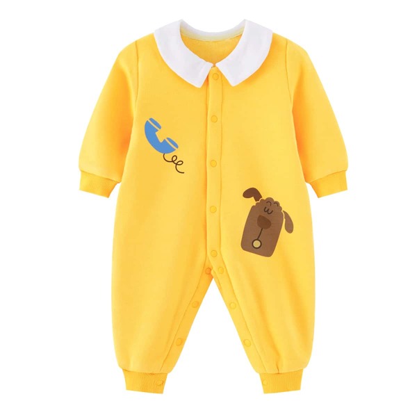 

Baby Boy Cartoon Graphic Contrast Collar Jumpsuit, Yellow