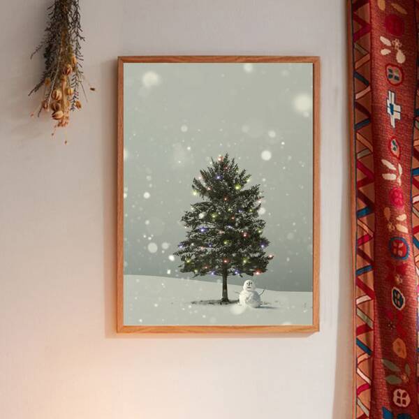 

Christmas Tree Print Wall Painting Without Frame, Multicolor