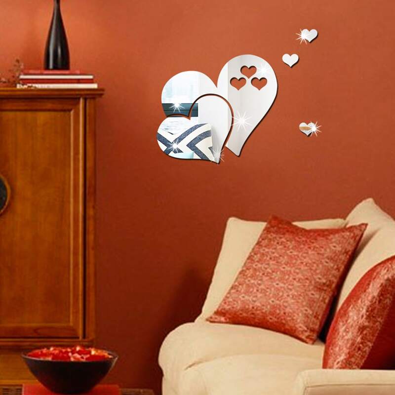 

Heart Shaped Mirror Surface Wall Sticker, Silver
