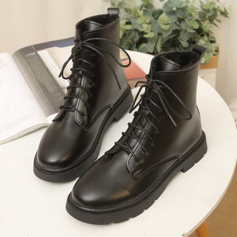 

Lace-up Wide Fit Combat Boots, Black
