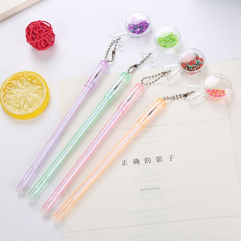 

4pcs Fruit Pendant Gel Pen, Multicolor