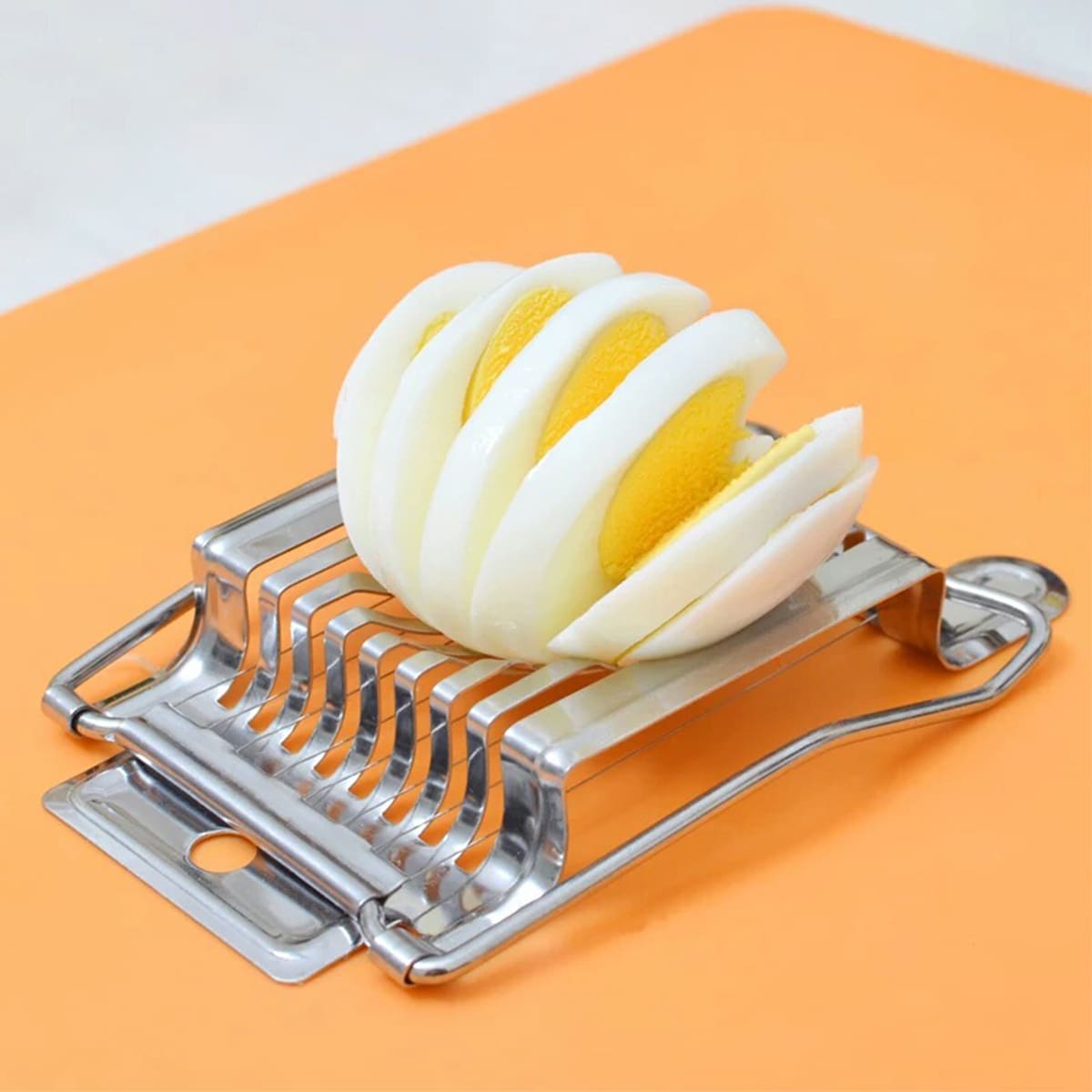 1pc Stainless Steel Egg Cutter, Silver