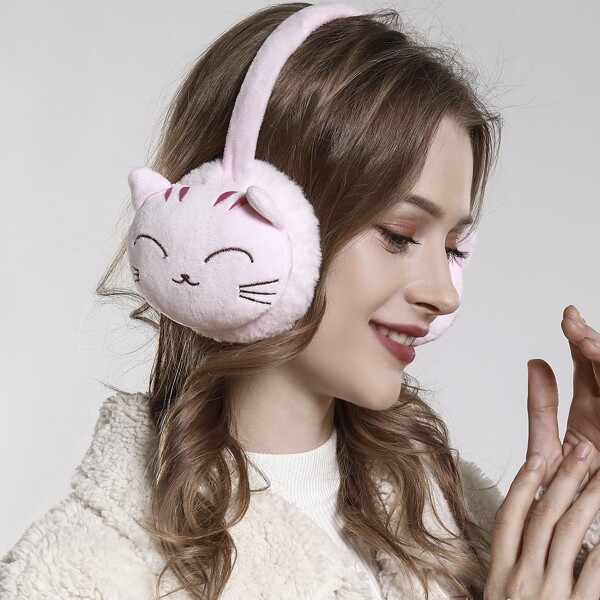 

Cartoon Fluffy Earmuffs, Baby pink