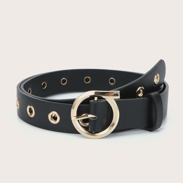 

Eyelet Decor Belt, Black
