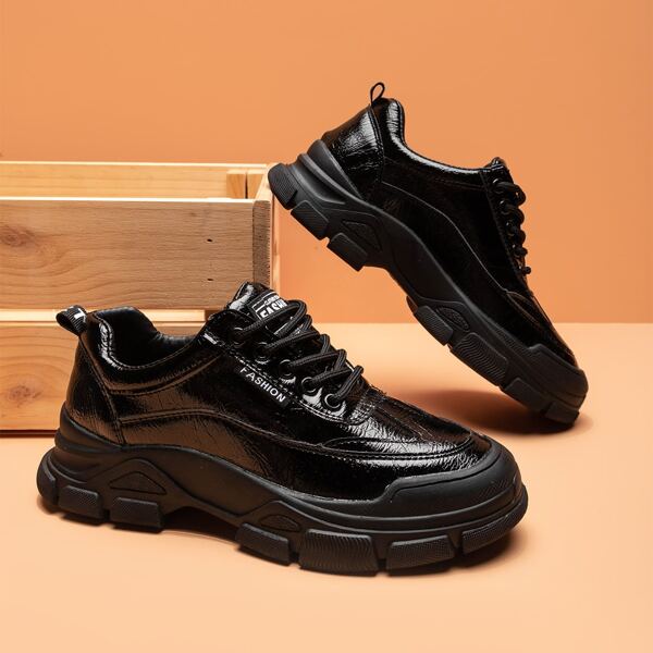 

Lace-up Front Chunky Sneakers, Black