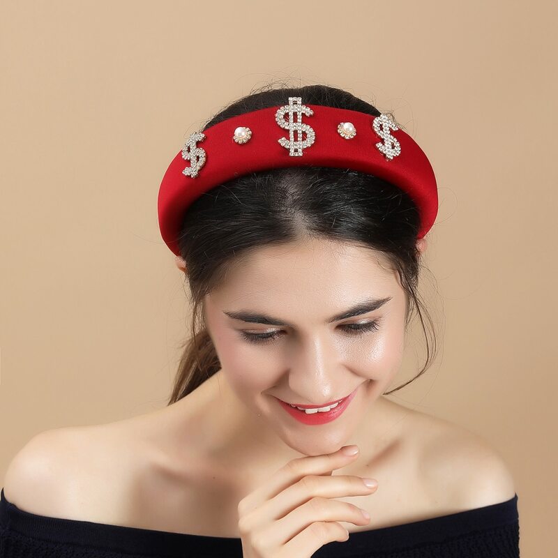 

Rhinestone Dollar Hair Hoop, Red