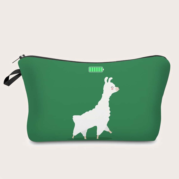 

Alpaca Cartoon Graphic Makeup Bag, Multicolor