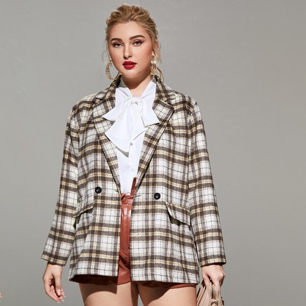 

Plus Double Button Tartan Blazer, Multicolor