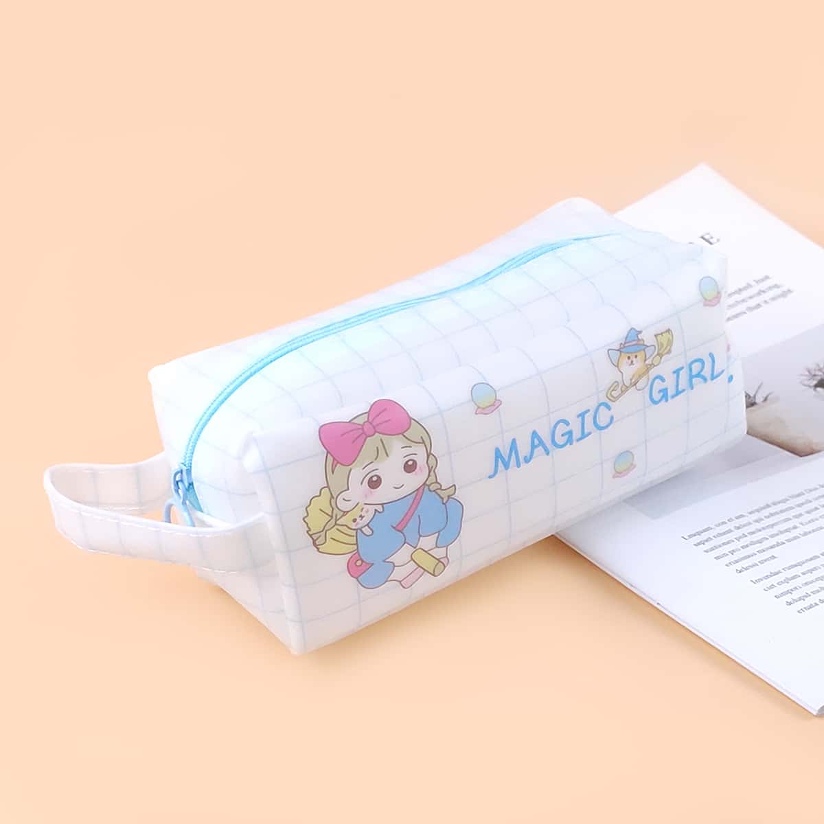 

1pc Cartoon Graphic Pencil Bag, Blue